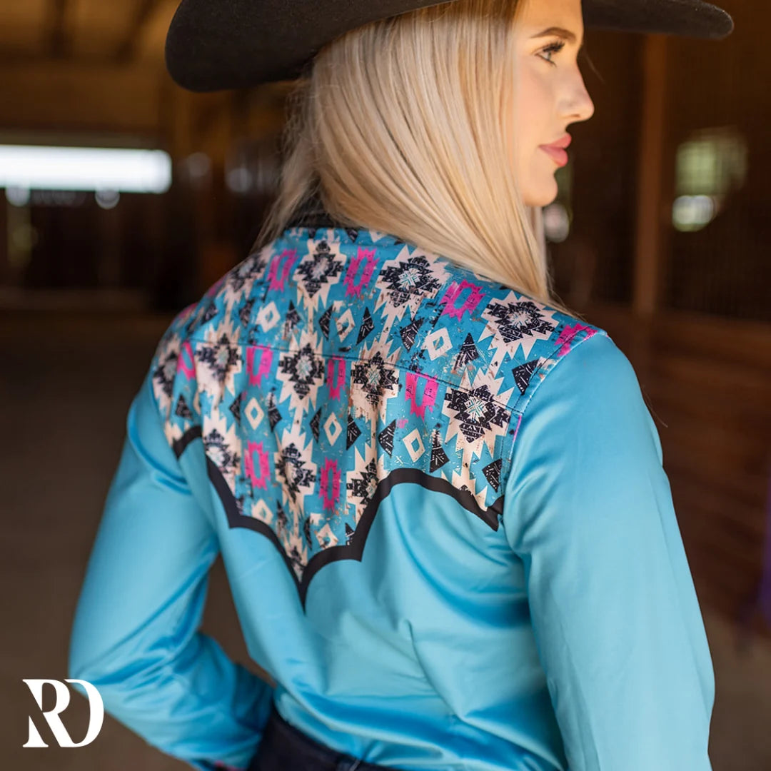Ranch Dressin Stampede Aztec Performance Rodeo Shirt | Country Clothing - Ladies Shirt | Saddleworld Ipswich