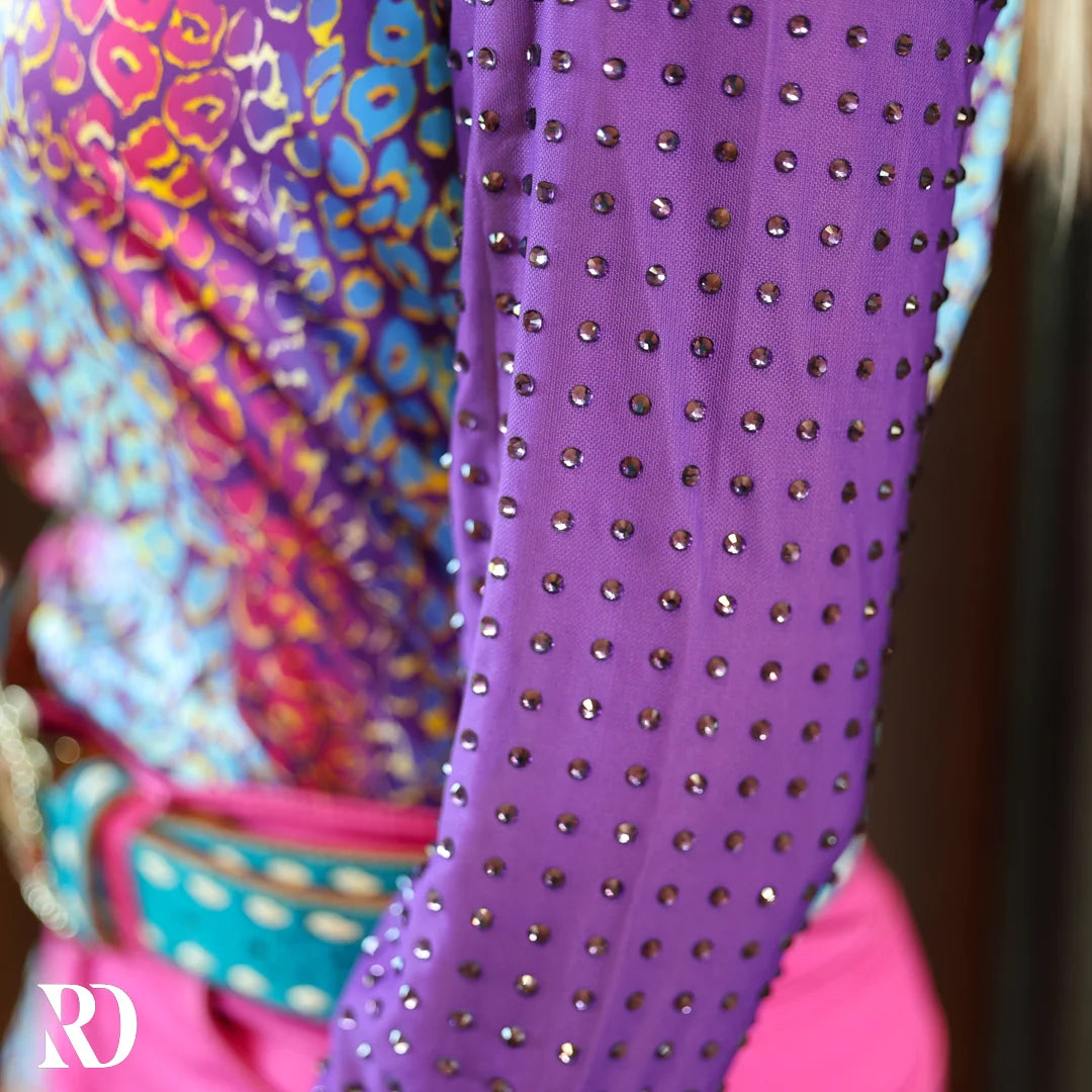 Ranch Dressn Cosmic Cheetah Mesh Sleeve Performance Rodeo Shirt