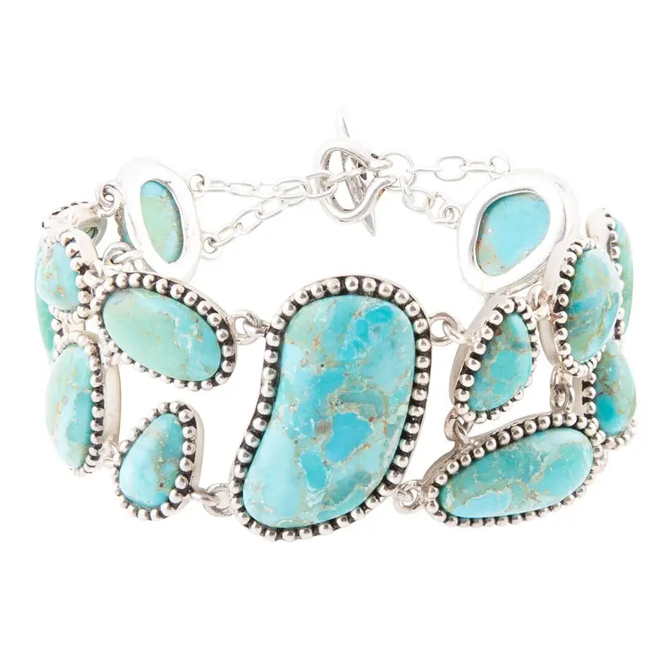 Refined Blue Turquoise Silver Link Bracelet | Giftware - Jewellery | Saddleworld Ipswich