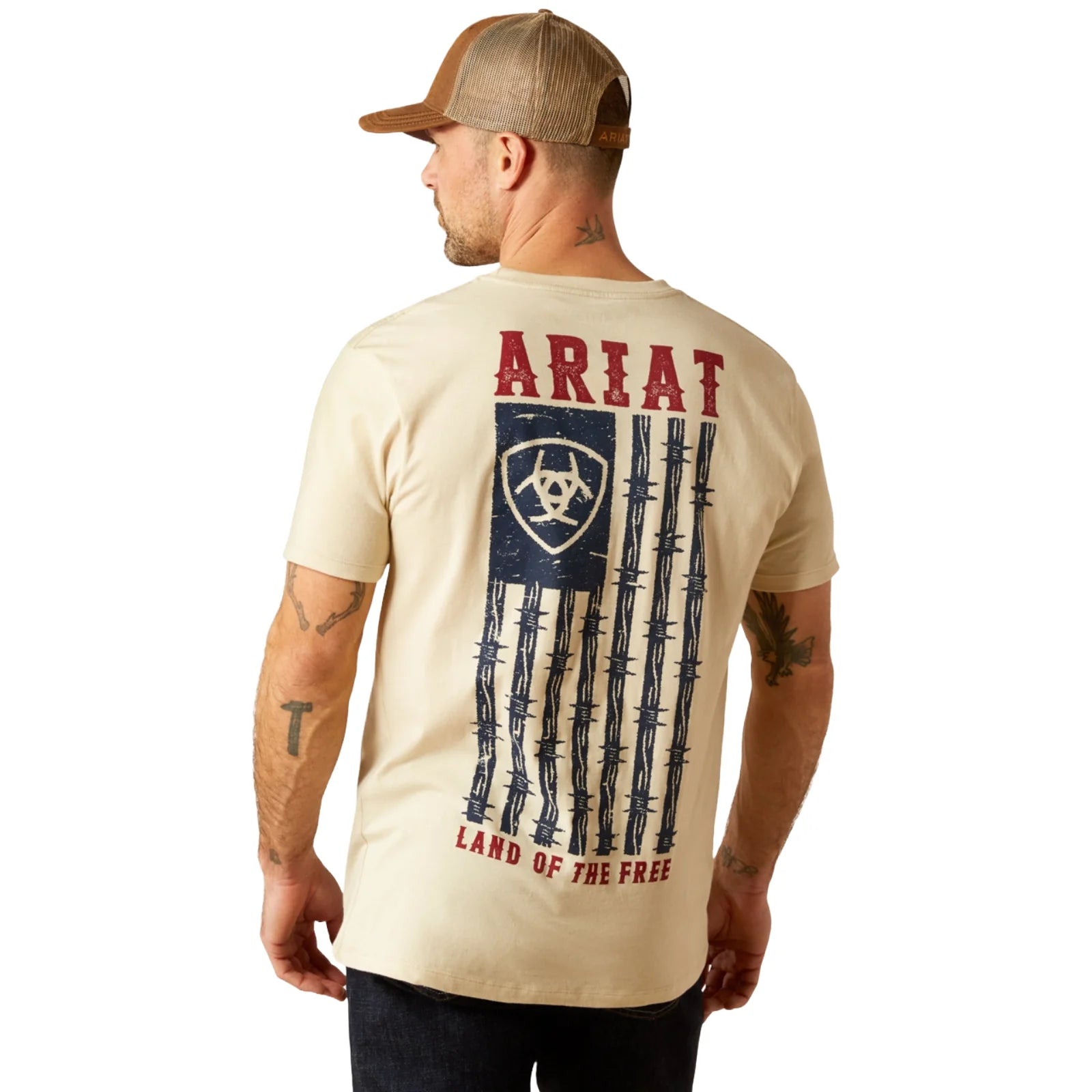 Ariat Mns Barbed Flag SS Tee Natural