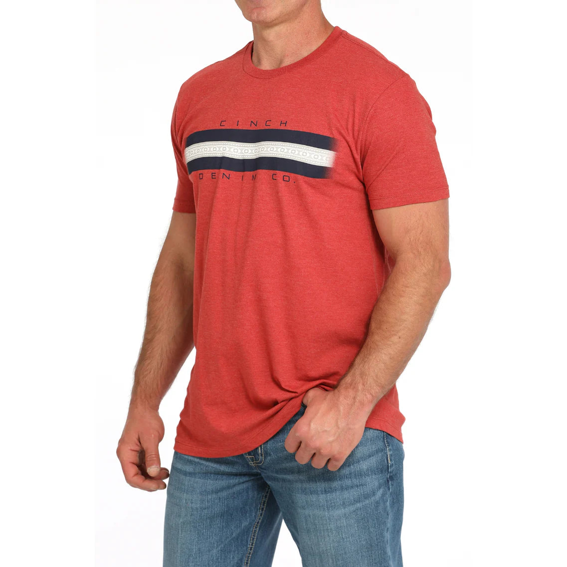 Cinch Mens T Shirt Chest Logo Red