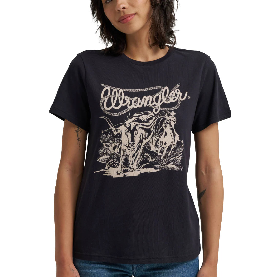 Wrangler Wmns Black Beauty Nostalgia Logo Regular Fit T Shirt