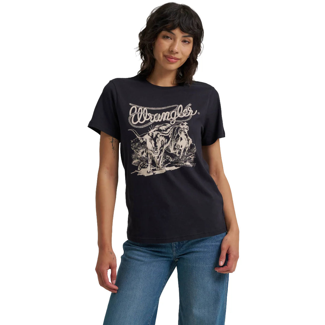 Wrangler Wmns Black Beauty Nostalgia Logo Regular Fit T Shirt