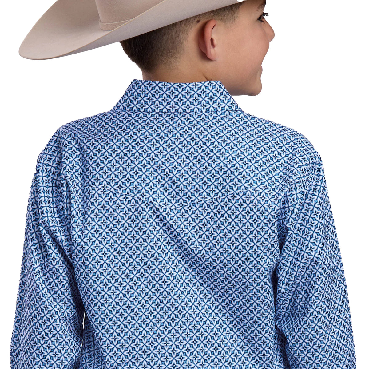 Roper Bys Amarillo Collection LS Shirt Print Blue | Country Clothing - Boys Shirt | Saddleworld Ipswich