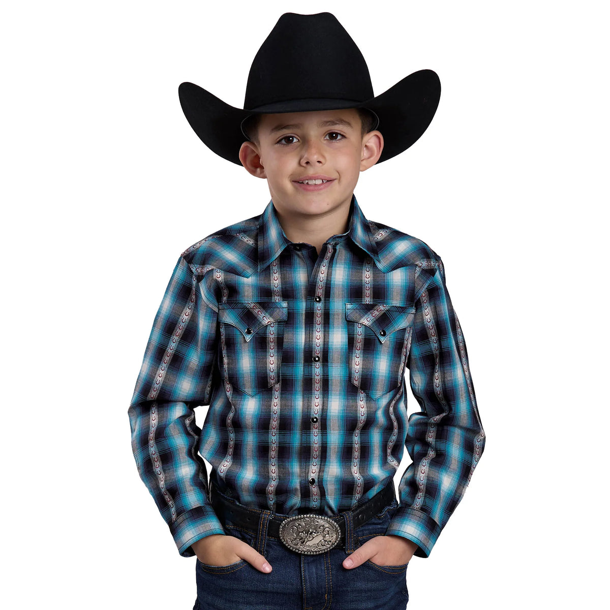 Roper Bys West Made Collection LS Shirt Plaid Blue | Country Clothing - Shirt | Saddleworld Ipswich