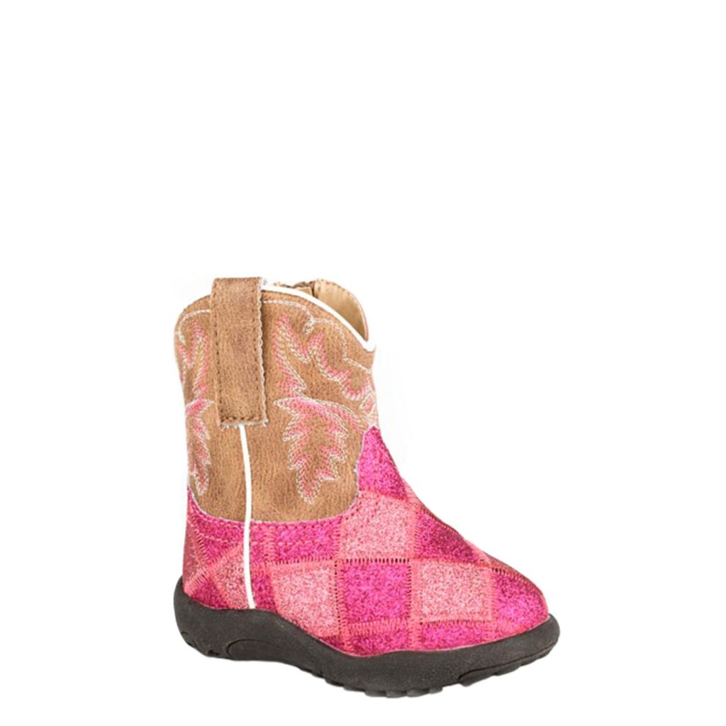Roper Infant Cowbaby Glitter Blocks Pink/Tan | Boots - roper | Saddleworld Ipswich
