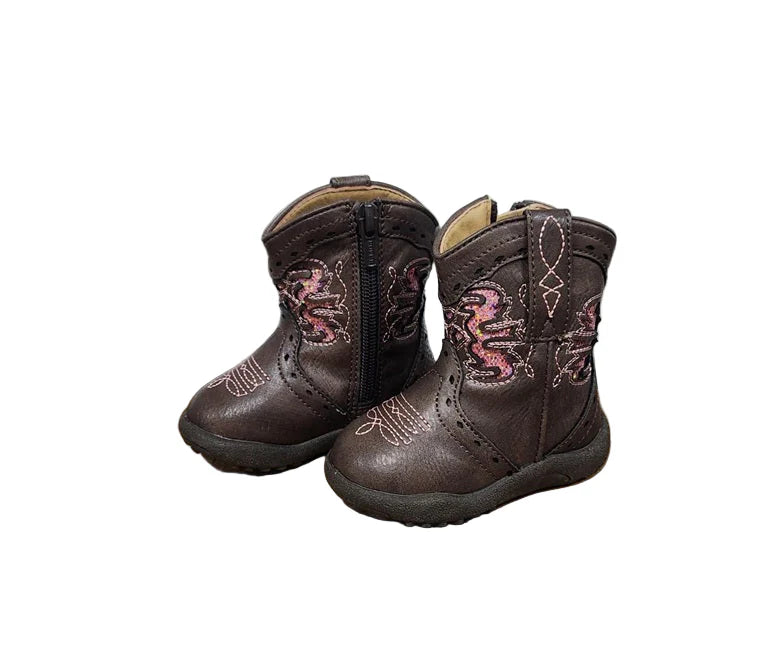 Roper Infant Cowbaby Lexi Chocolate/Pink Glitter | Boots - Roper | Saddleworld Ipswich