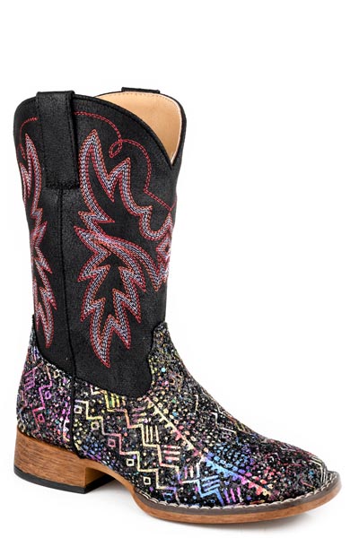 Roper Kids Glitter Aztec II Black Glitter/Black | bOOTS - rOPER | sADDLEWORLD iPSWICH