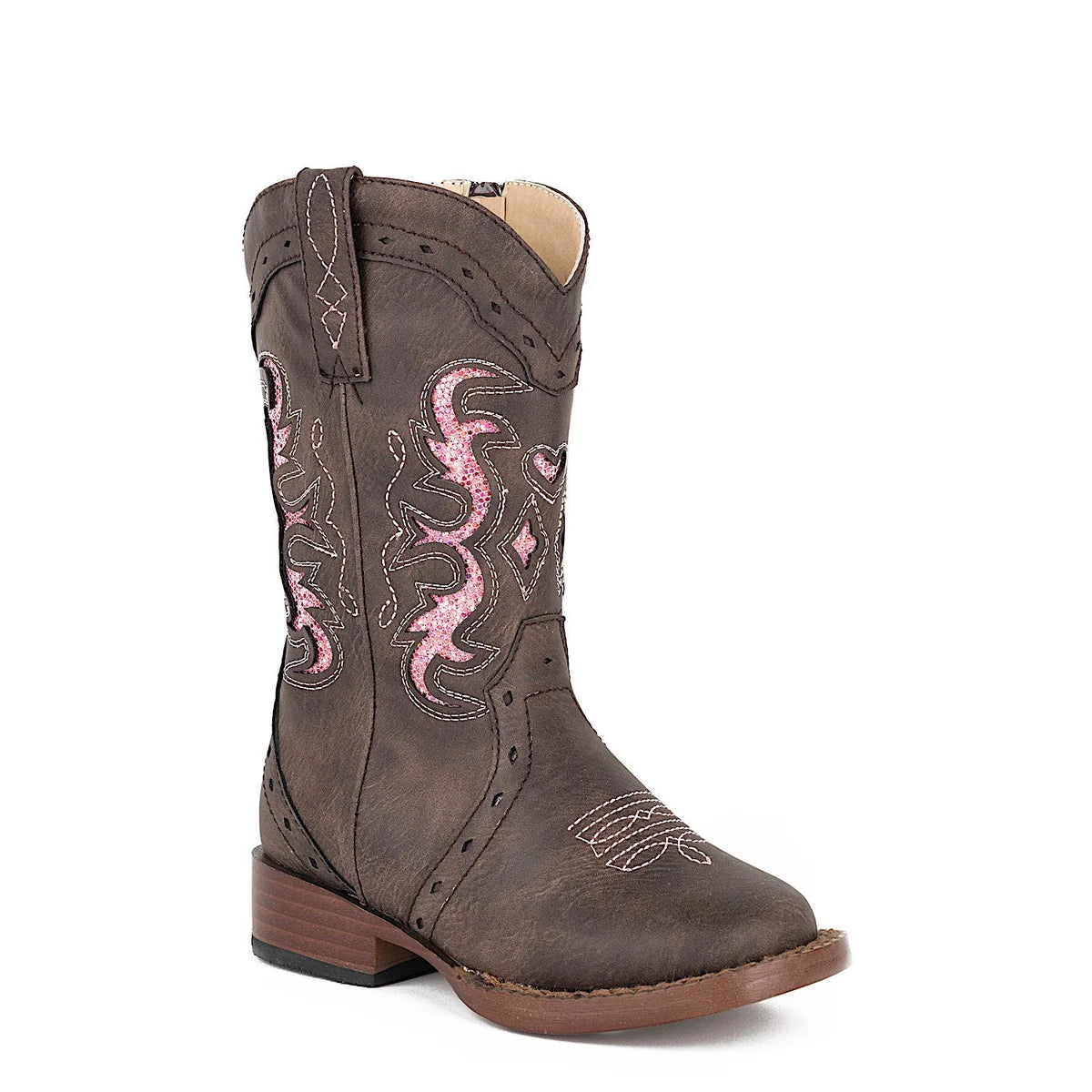 Roper Kids Lexi Chocolate/Pink Glitter | Boots - Roper | Saddleworld Ipswich