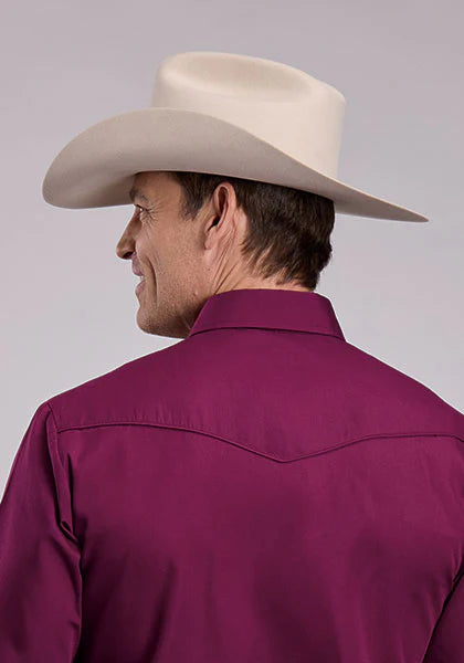 Roper Mns Karman Special Collection LS Shirt Solid Wine