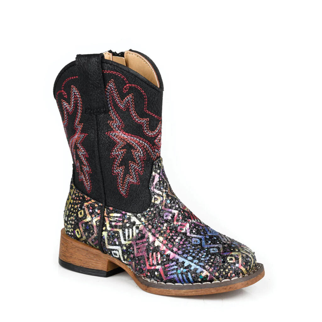 Roper Toddler Glitter Aztec II Black Glitter/Black | Boot - Roper | Saddleworld Ipswich