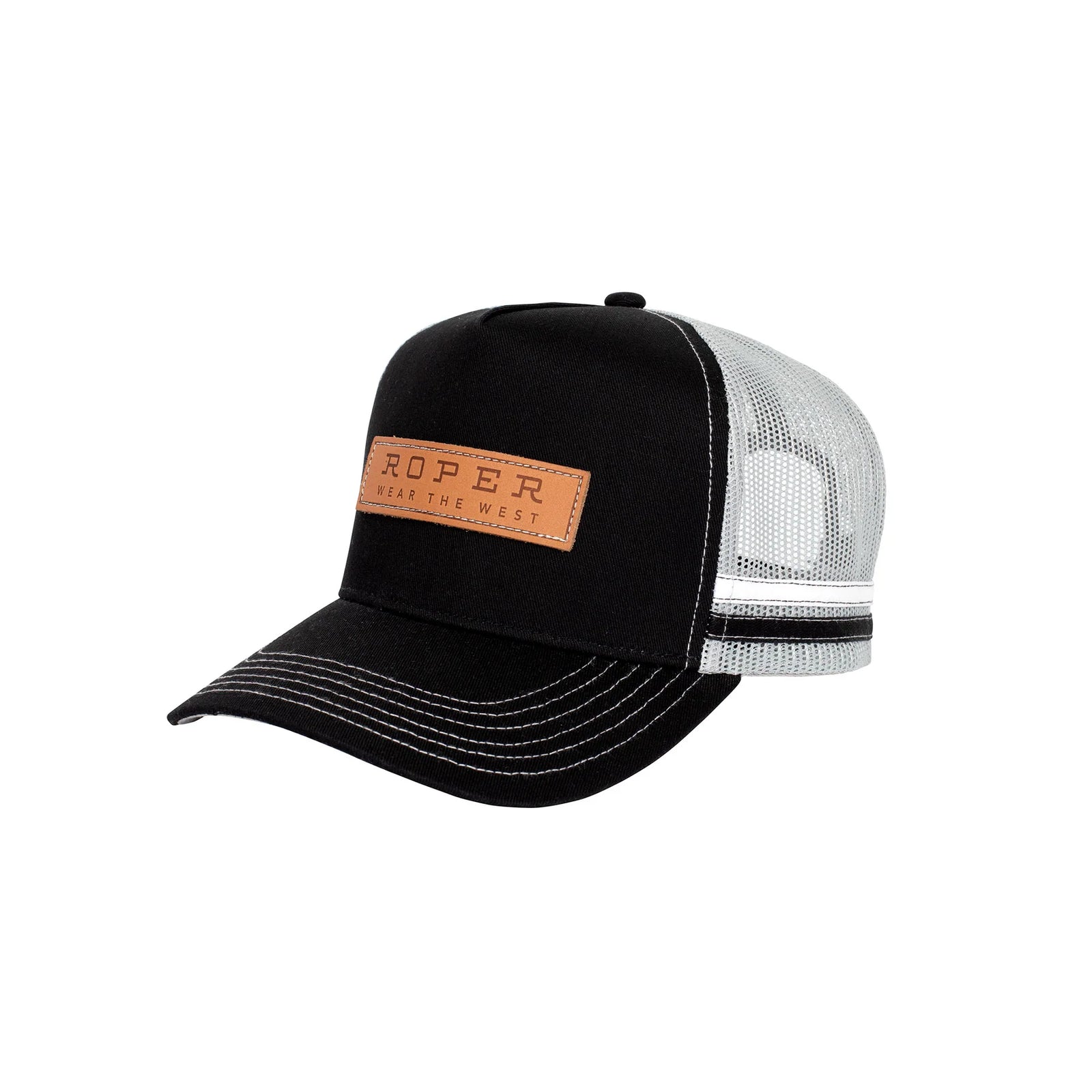 Roper Trucker Cap Leather Patch Black | Country Clothing - Caps | Saddleworld Ipswich 