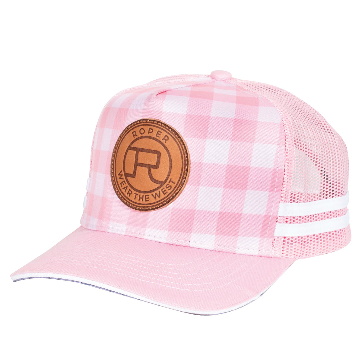 Roper Trucker Cap Mini Plaid Pink/Light Pink | Country Clothing - Caps | Saddleworld Ipswich
