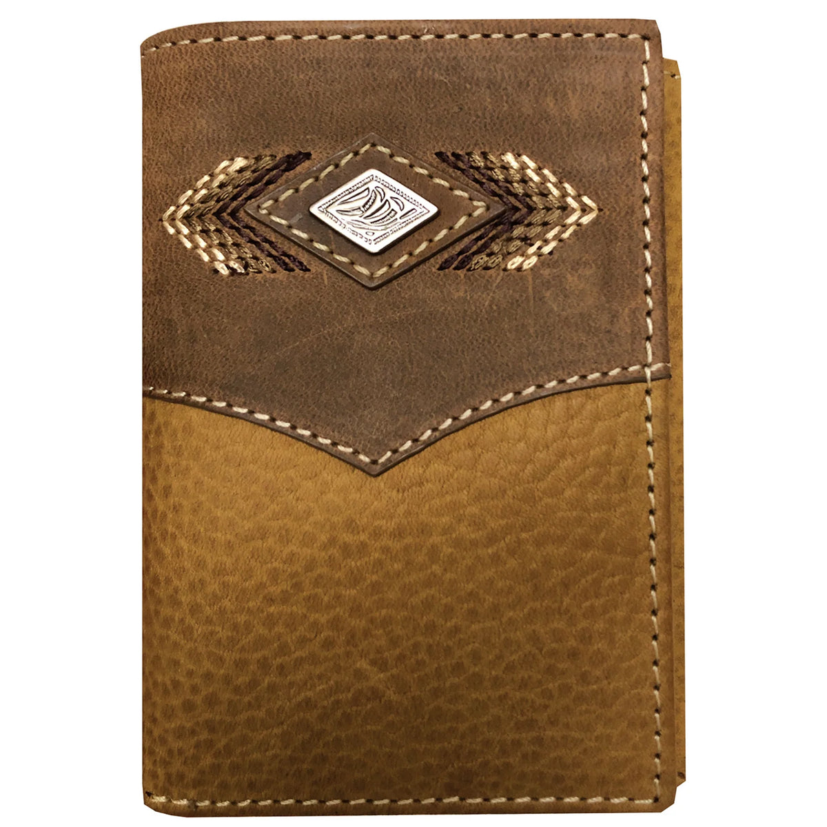 Roper Wallet - Tri Fold Diamond Concho Brown/Tan | Giftware - Wallet | Saddleworld Ipswich