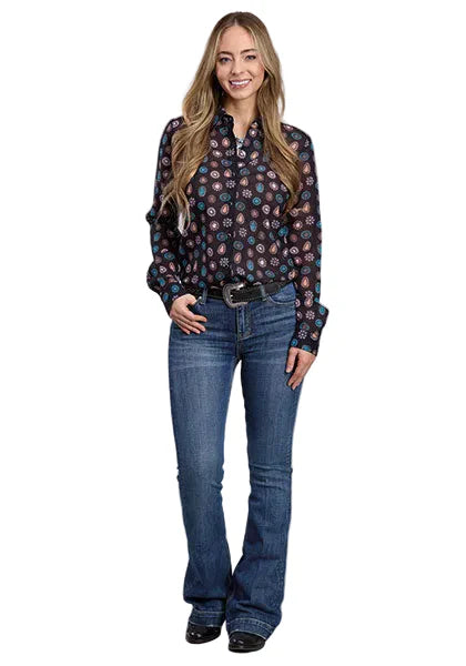 Roper Wmns Karman Classic Collection LS Shirt Print Blue