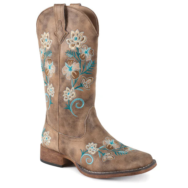 Roper Wms Bailey Bouquet Brown/Blue Floral | Boots - Roper | Saddleworld Ipswich