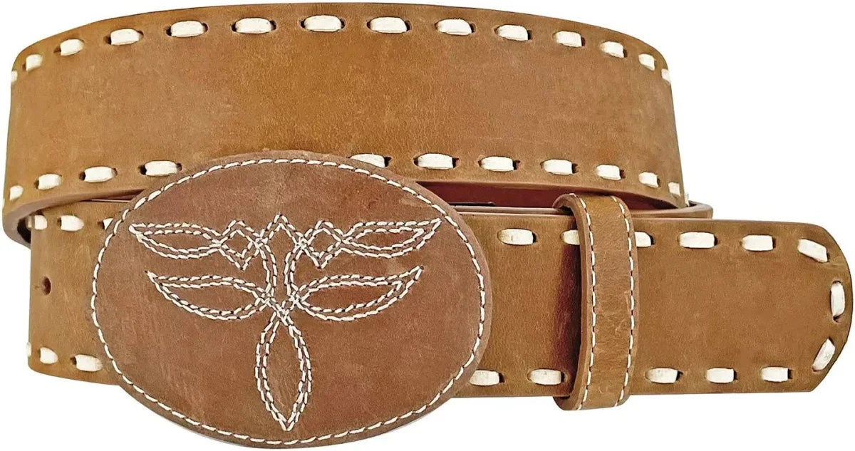 Roper Wms Belt 1.5in Crazy Horse Leather Laced Edges Tan | Country Clothing - Belt | Saddleworld Ipswich