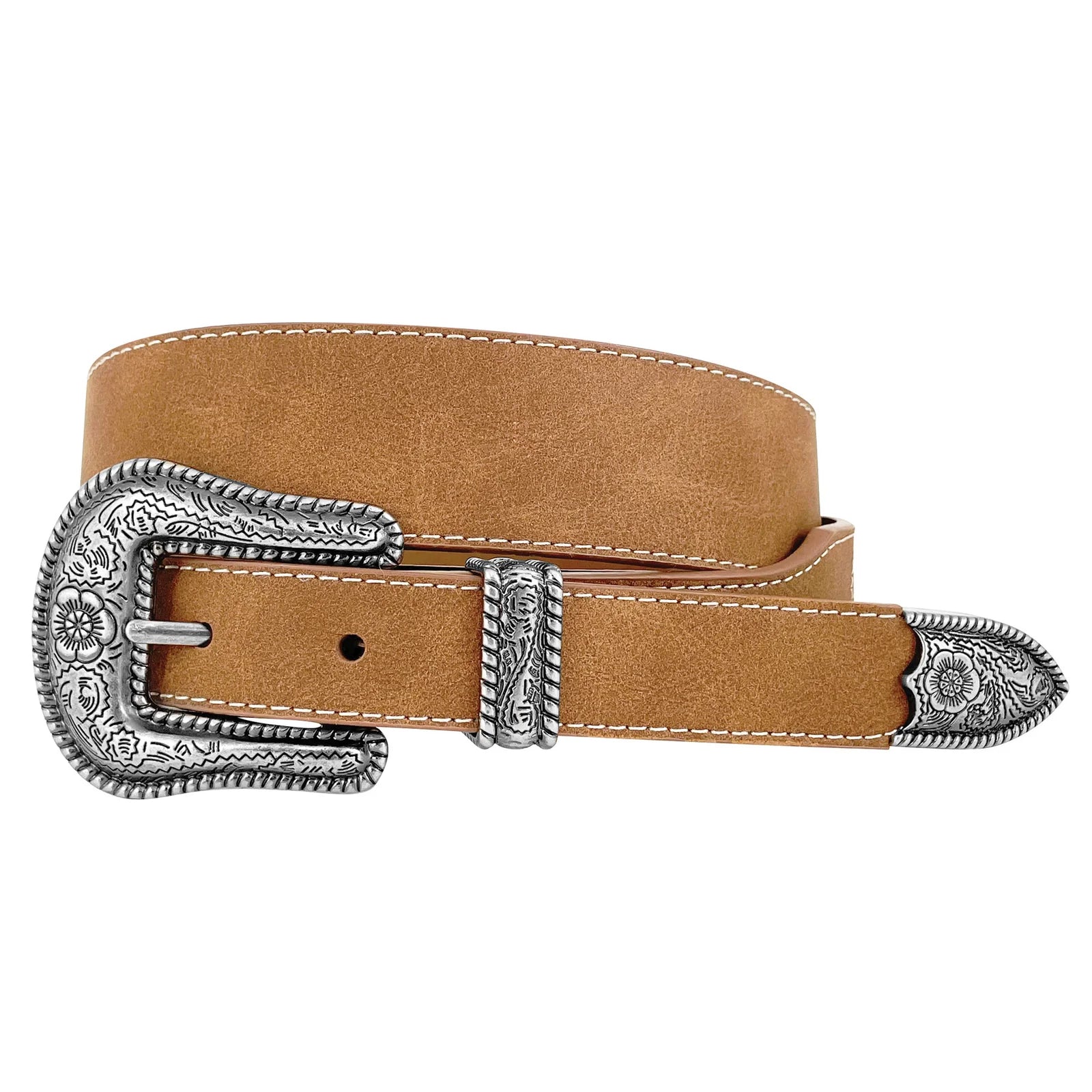 Roper Wms Belt 1in Tapered to 1.5in Genuine Leather Three Piece Buckle Set Tan | Country Clothing - belt | Saddleworld Ipswich