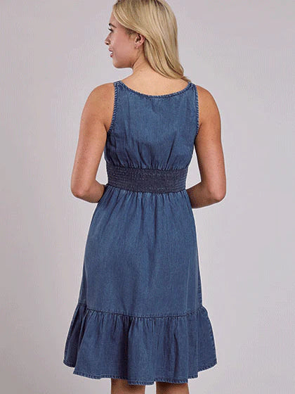 Roper Wms Five Star Collection Sleeveless Dress Solid Blue