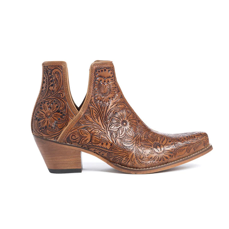 Dakota Charm Hand Tooled Boots in Caramel