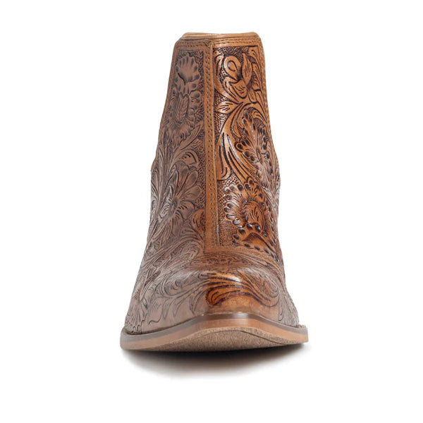 Dakota Charm Hand Tooled Boots in Caramel