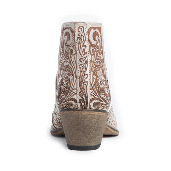 Western Moxie Hand-Tooled Boots in White Chocolate
