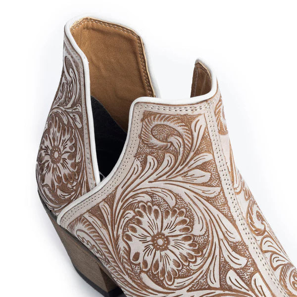 Western Moxie Hand-Tooled Boots in White Chocolate