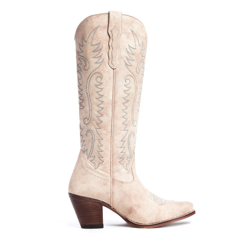 Sylivia Prairie Leather Boots in Ivory