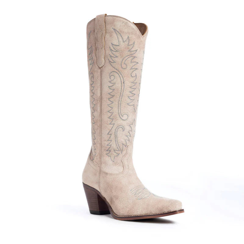 Sylivia Prairie Leather Boots in Ivory