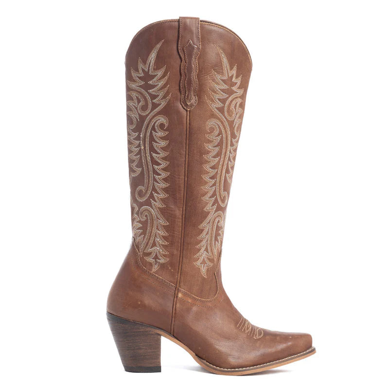 Sylivia Prairie Leather Boots in Bourbon Brown