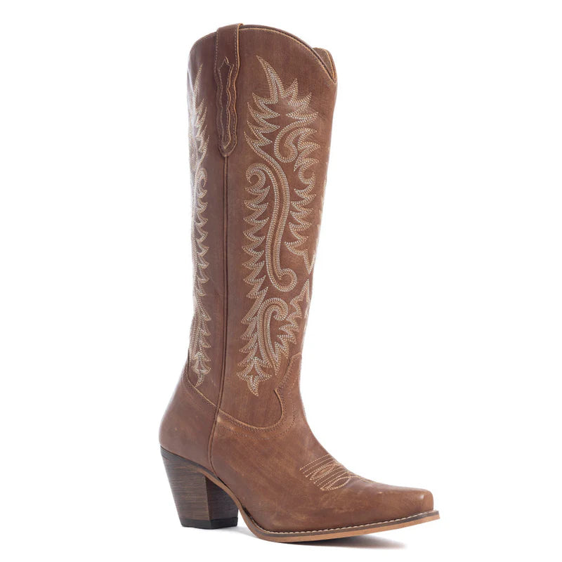 Sylivia Prairie Leather Boots in Bourbon Brown