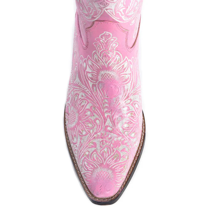 Valentina Trail Hand-Tooled Boots in Pink