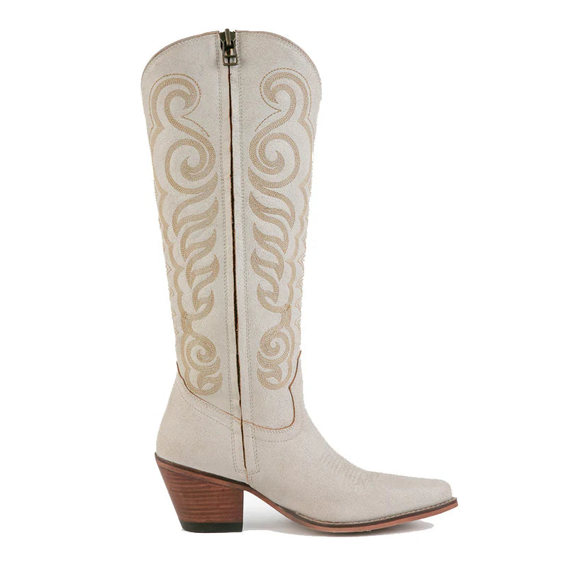 Karlyla Leather Boots Ivory