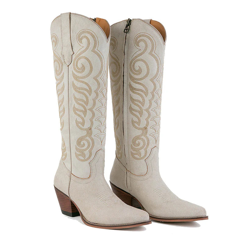 Karlyla Leather Boots Ivory