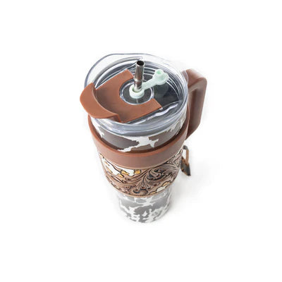 Wide Wyoming Tumbler Brown and White