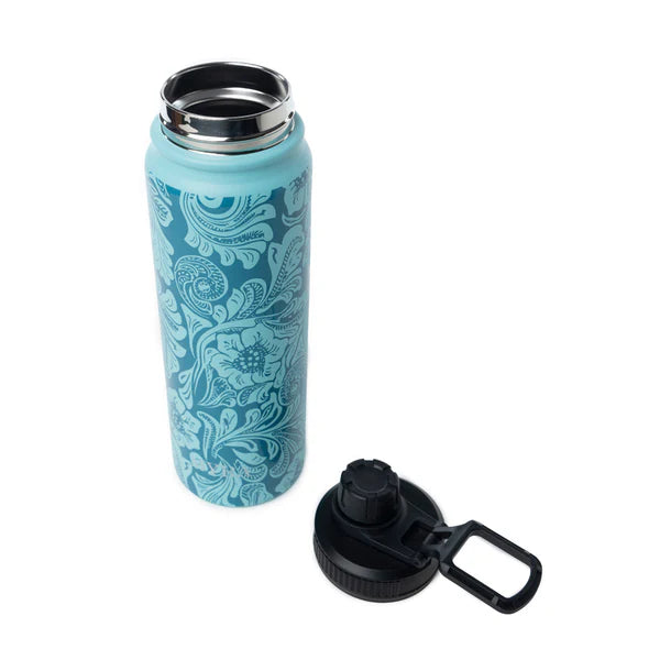 Moo and Bloom Stainless Steel Water Bottle in Turquoise
