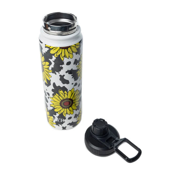 Moo and Bloom Stainless Steel Water Bottle in Sunflower Yellow