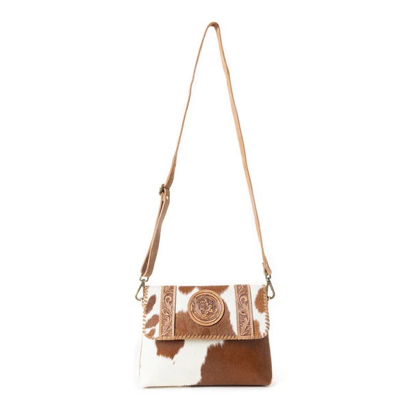 Dustland Trails Handtooled Bag in Desert Hide and Snow Drift