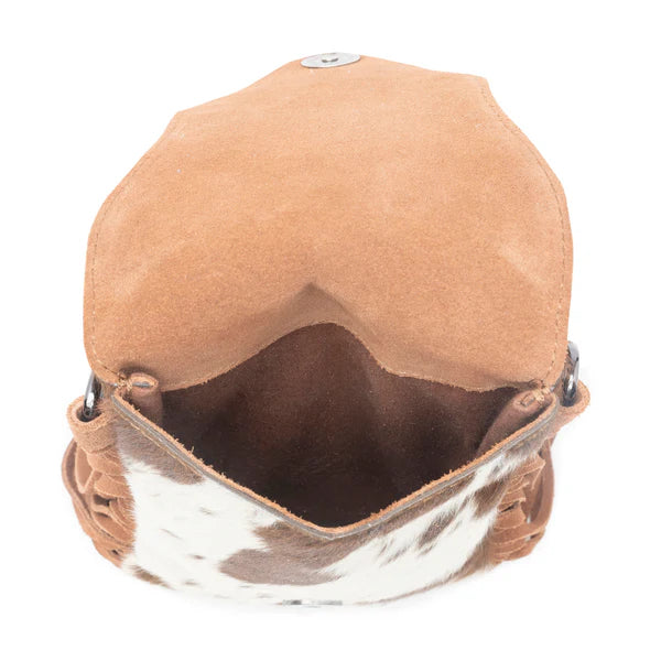 Dusk and Dust Fringe Leather Bag Brown and White