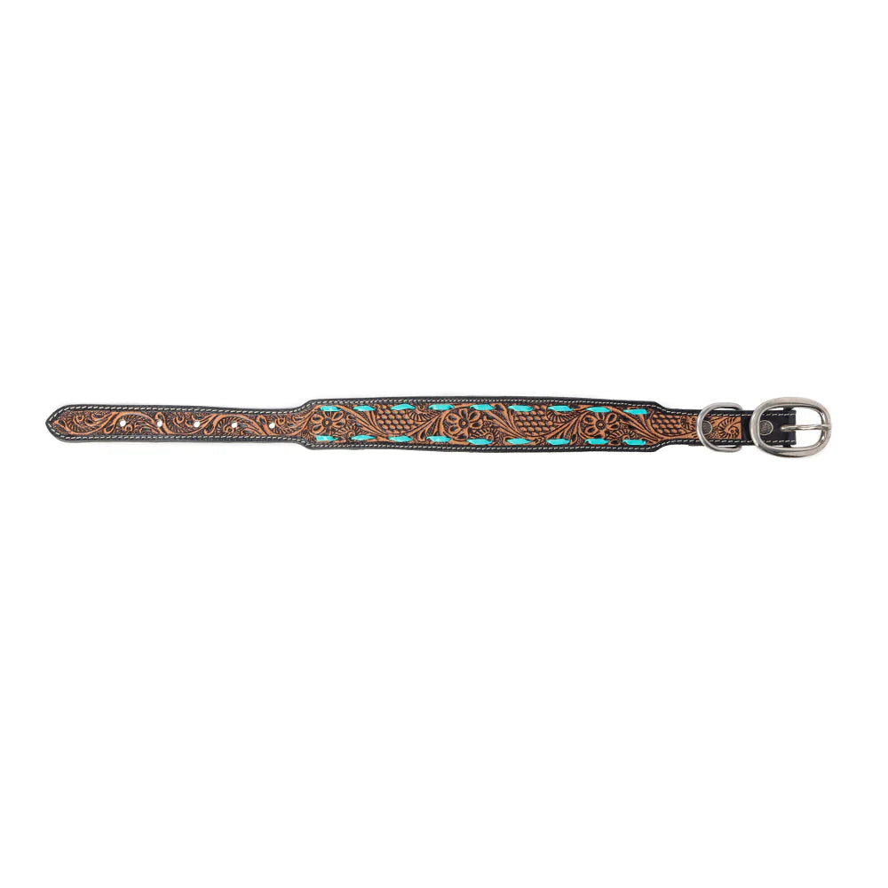 Myra Turquoise Trail Cowboy Dog Collar in Black
