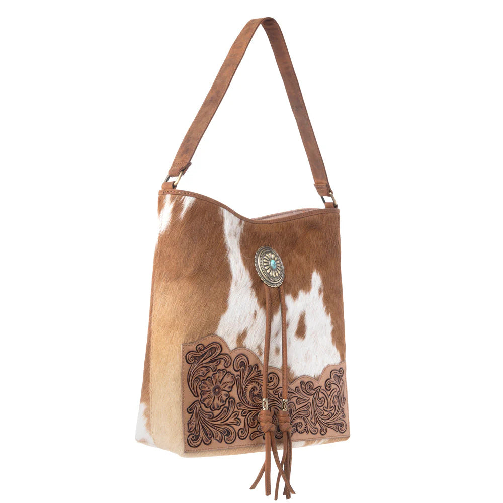 Yellowstone Tawny Ridge Handtooled Hairon Carry Bag in Ivory Mocha | Giftware - Handbag 133953
 Saddleworld Ipswich