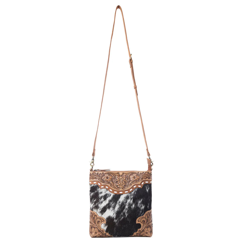 Yellowstone Wind River Handtooled Bag in Midnight Sable