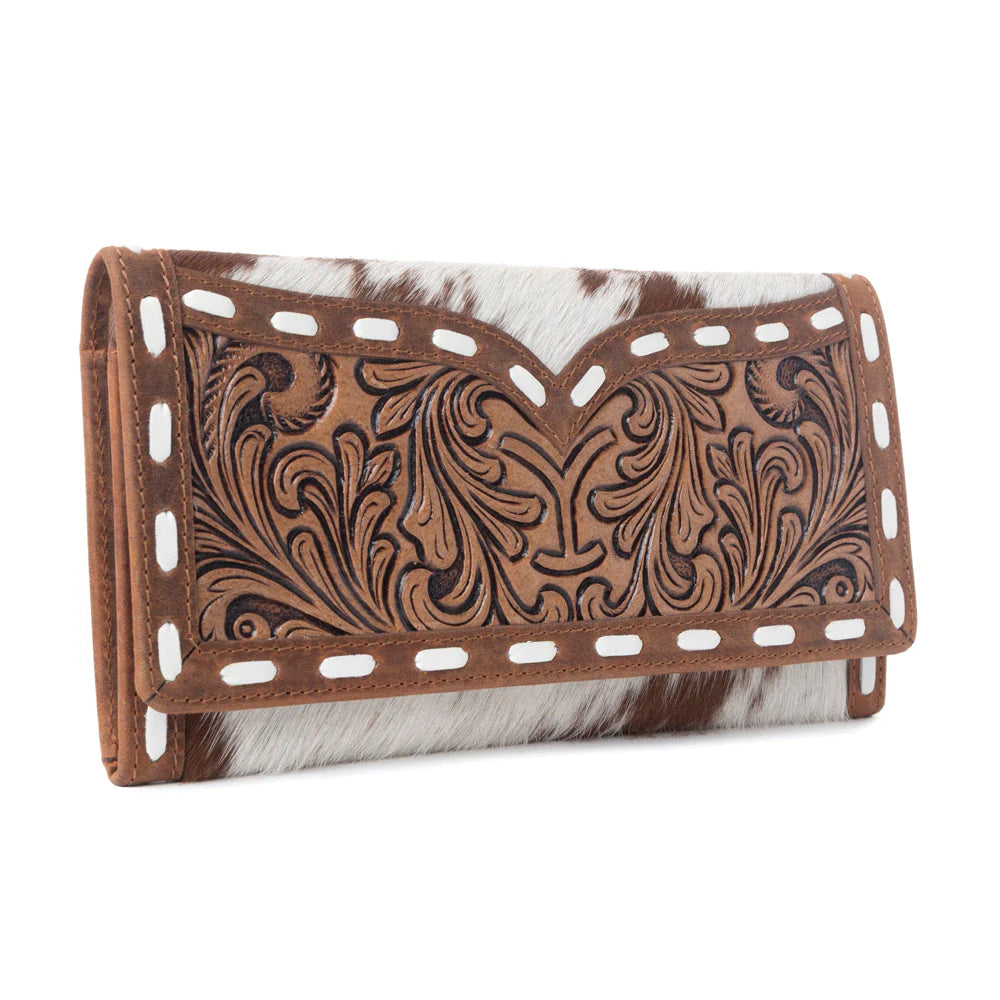 Yellowstone Sienna Stockyard Hairon Leather Wmns Purse in Cream Cocoa | Giftware - Handbag | Saddleworld Ipswich