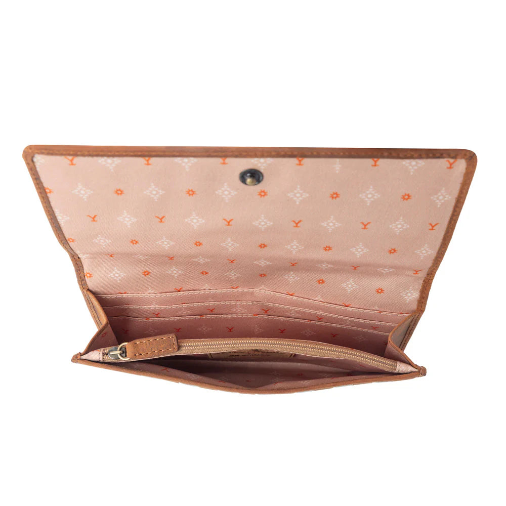 Yellowstone Sienna Stockyard Hairon Leather Wmns Purse in Cream Cocoa