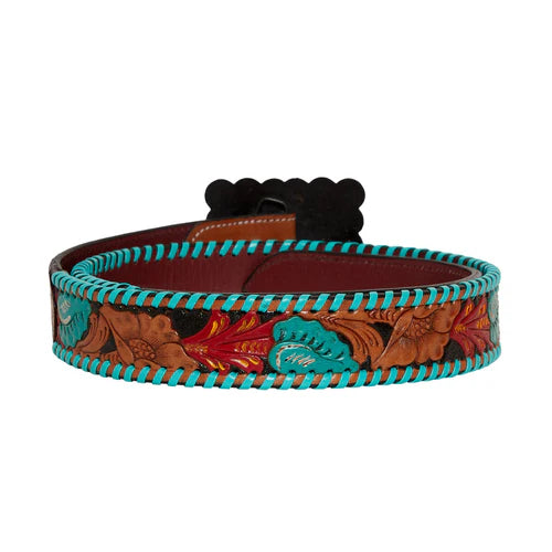Tropical Forest Hand Tooled Leather Belt