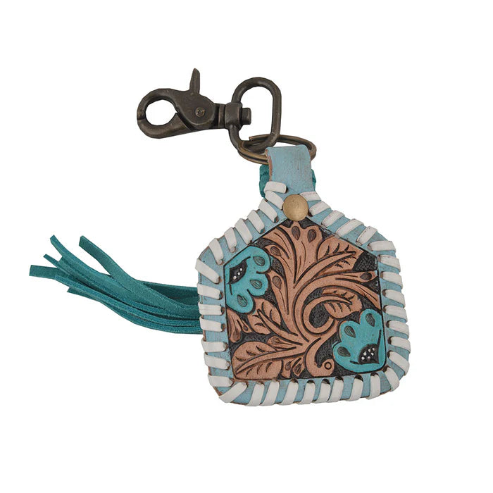 Myra Blue Lotus Leather Keychain