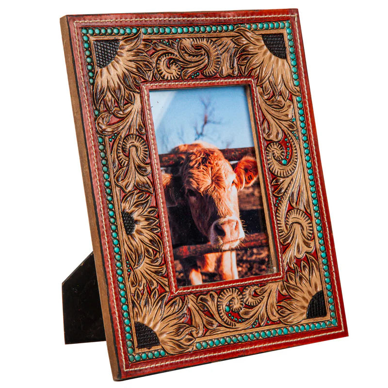 Devonnlea Sunflowers Hand Tooled Photo Frame