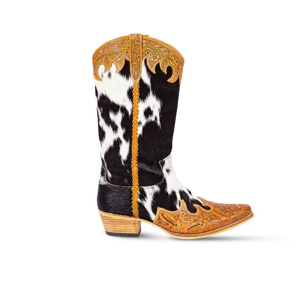 Adelaide Hair On High Top Boots - Black and White