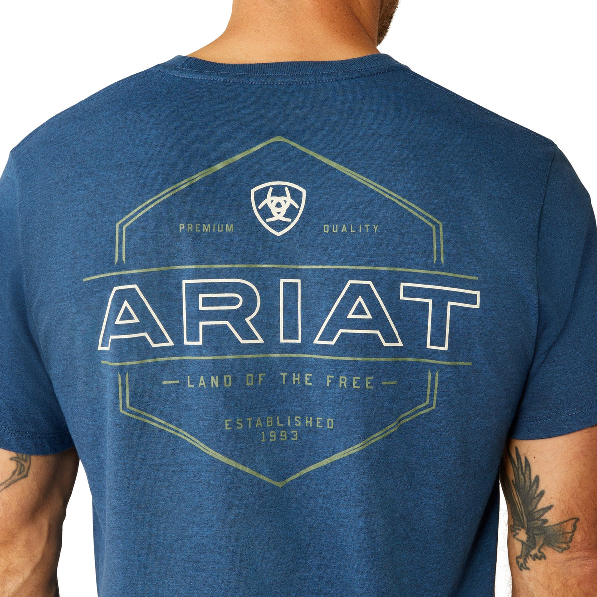 Ariat Mns Line Frame Hex SS Tee Denim Black