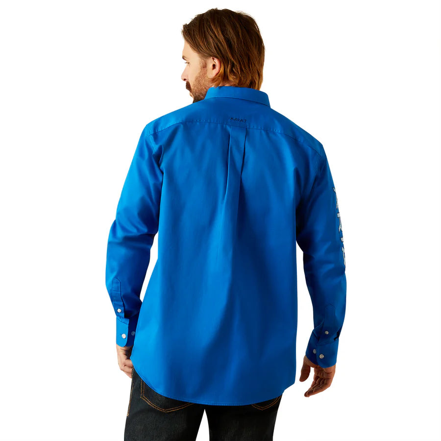 Ariat Mns Team Logo Twill Classic Fit LS Shirt Blue/Light Blue